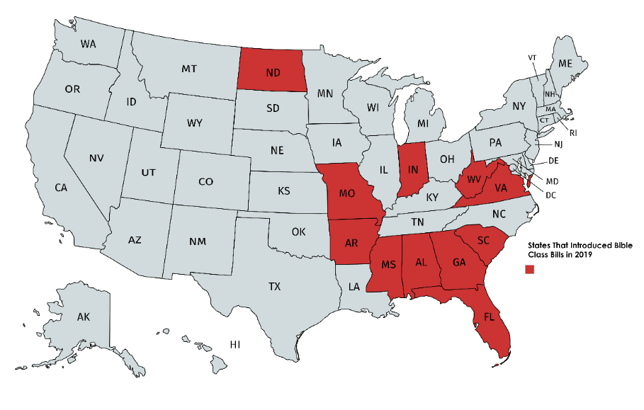 Map of Bible bills in states