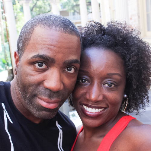 Selfie of smiling Black couple