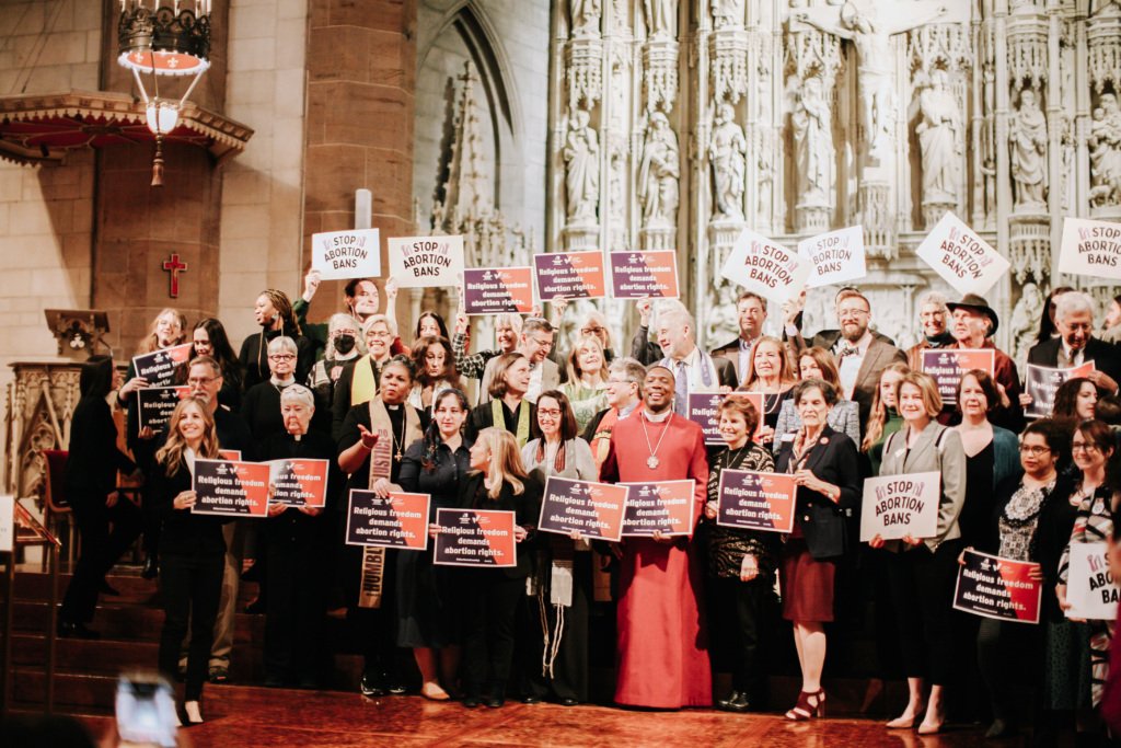 Faith leaders gather in support of abortion rights at a church in St. Louis