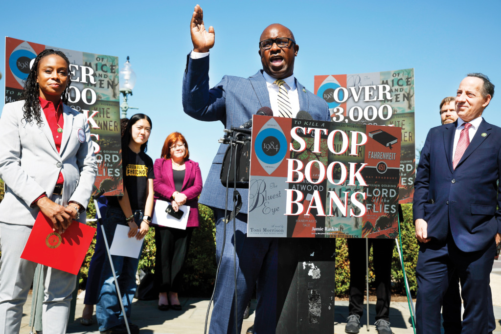 U.S. Reps. Shontel Brown, Jamaal Bowman and Jamie Raskin denounce book banning at Capitol Hill event