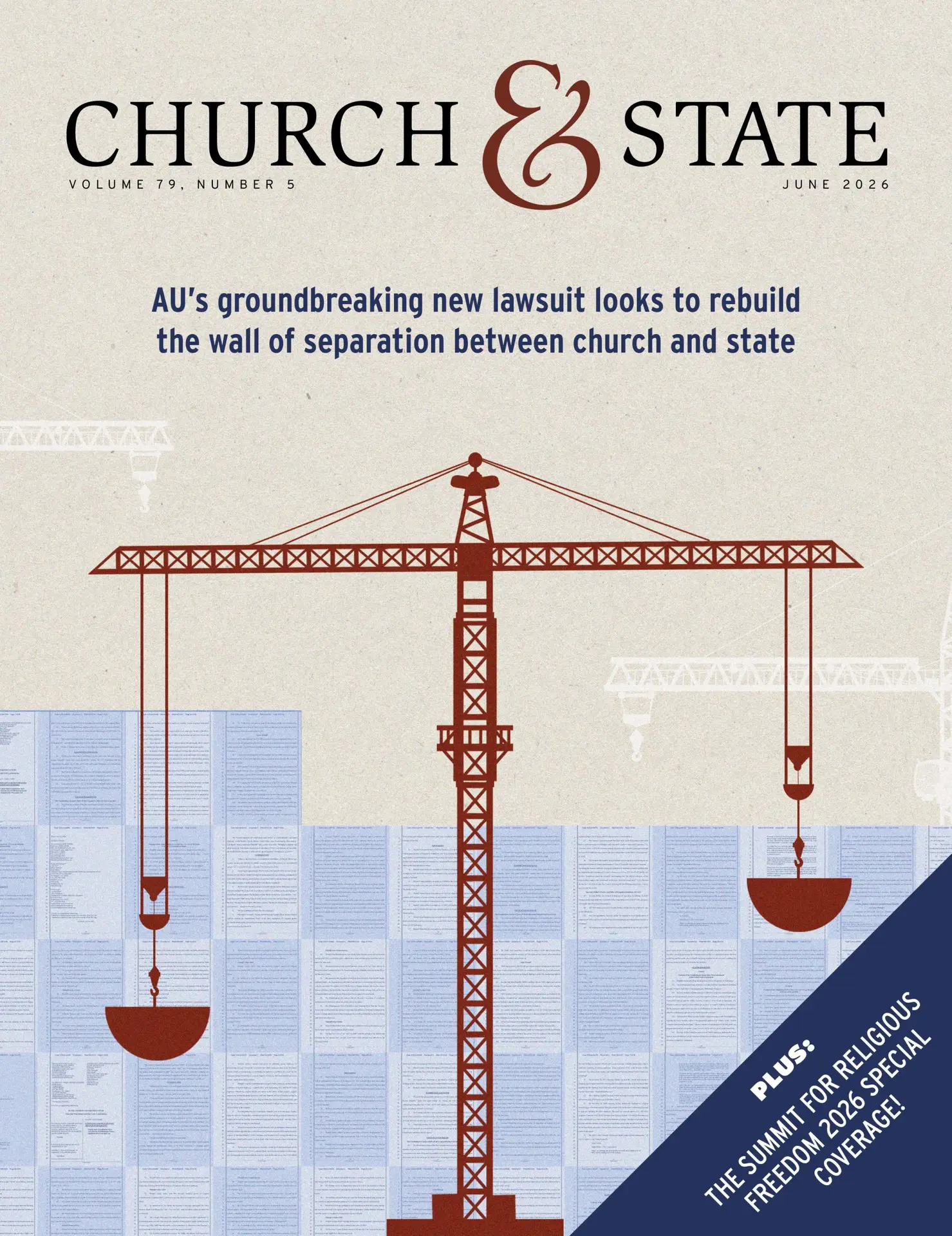 Cover featuring a scales of justice stylized like a crane
